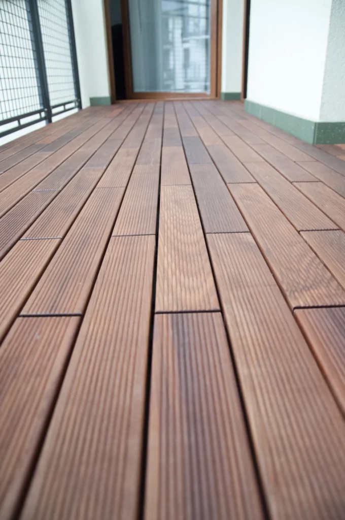 Taras/balkon GUMI WOOD z desek termojesionowych ułożonych w rzędy