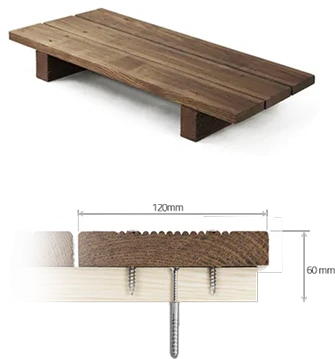 Schemat techniczny montażu deski tarasowej GUMI WOOD z wymiarami